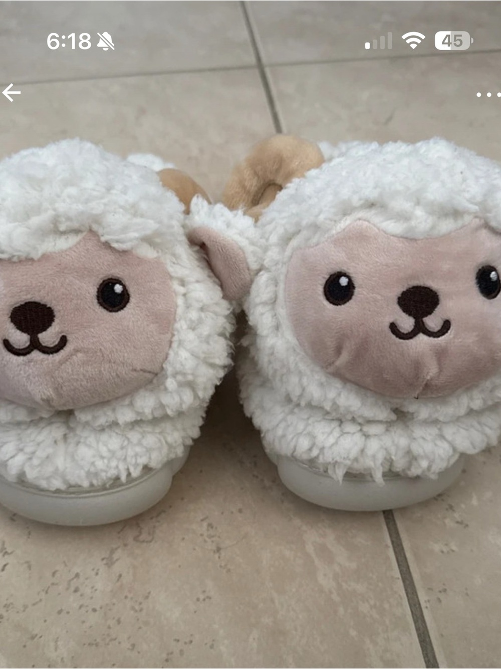 Plush Lamb Slip-On Kids Shoes in White and Cream
